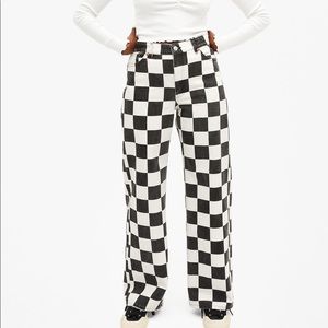 NWT Checkered Denim Pants